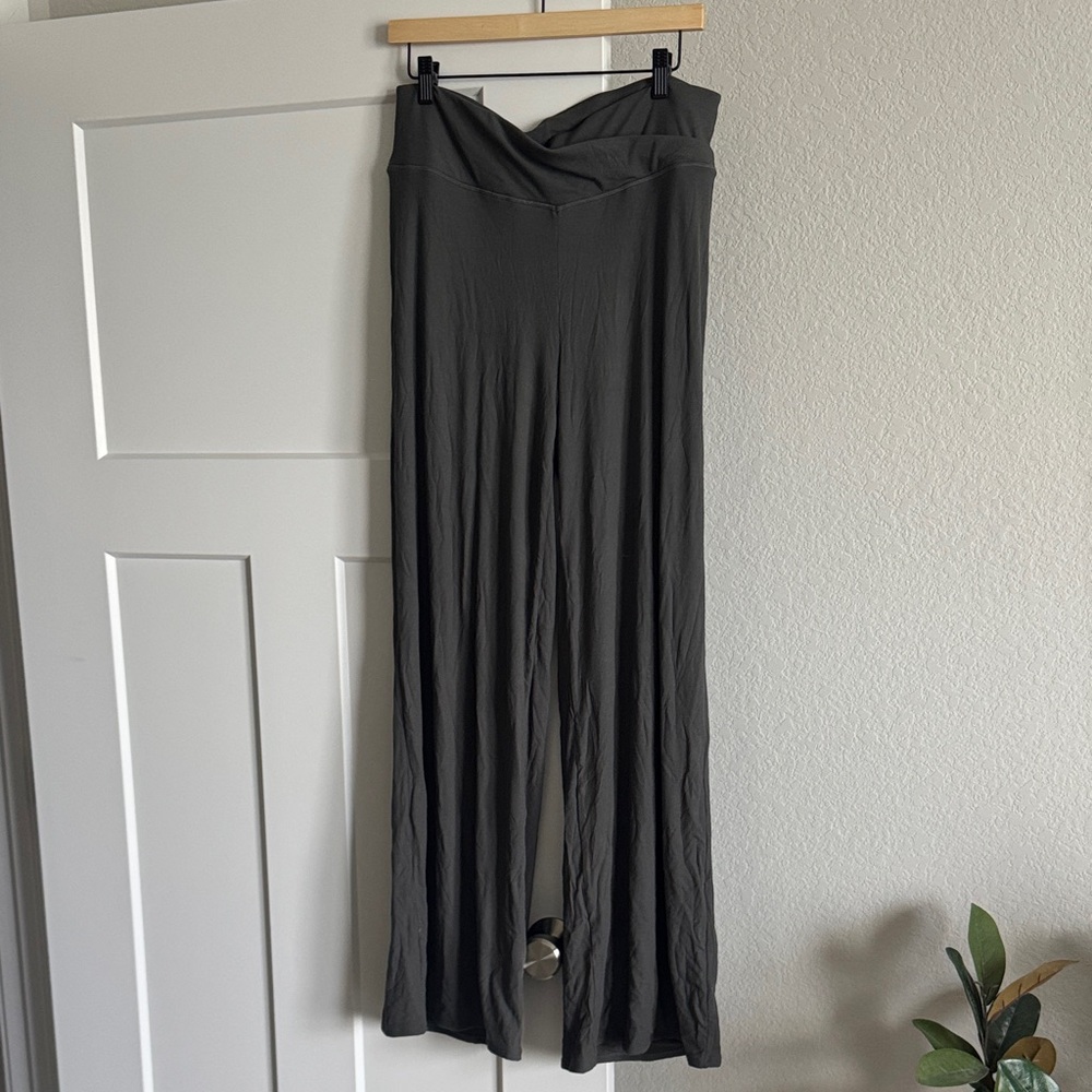 TALA Crossover Waistband Wide Leg Gray Pants